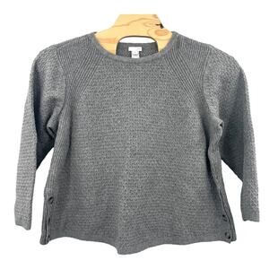 J Jill Womens Acrylic Blend Sweater Crew Neck Pullover Gray Plus Size 1X